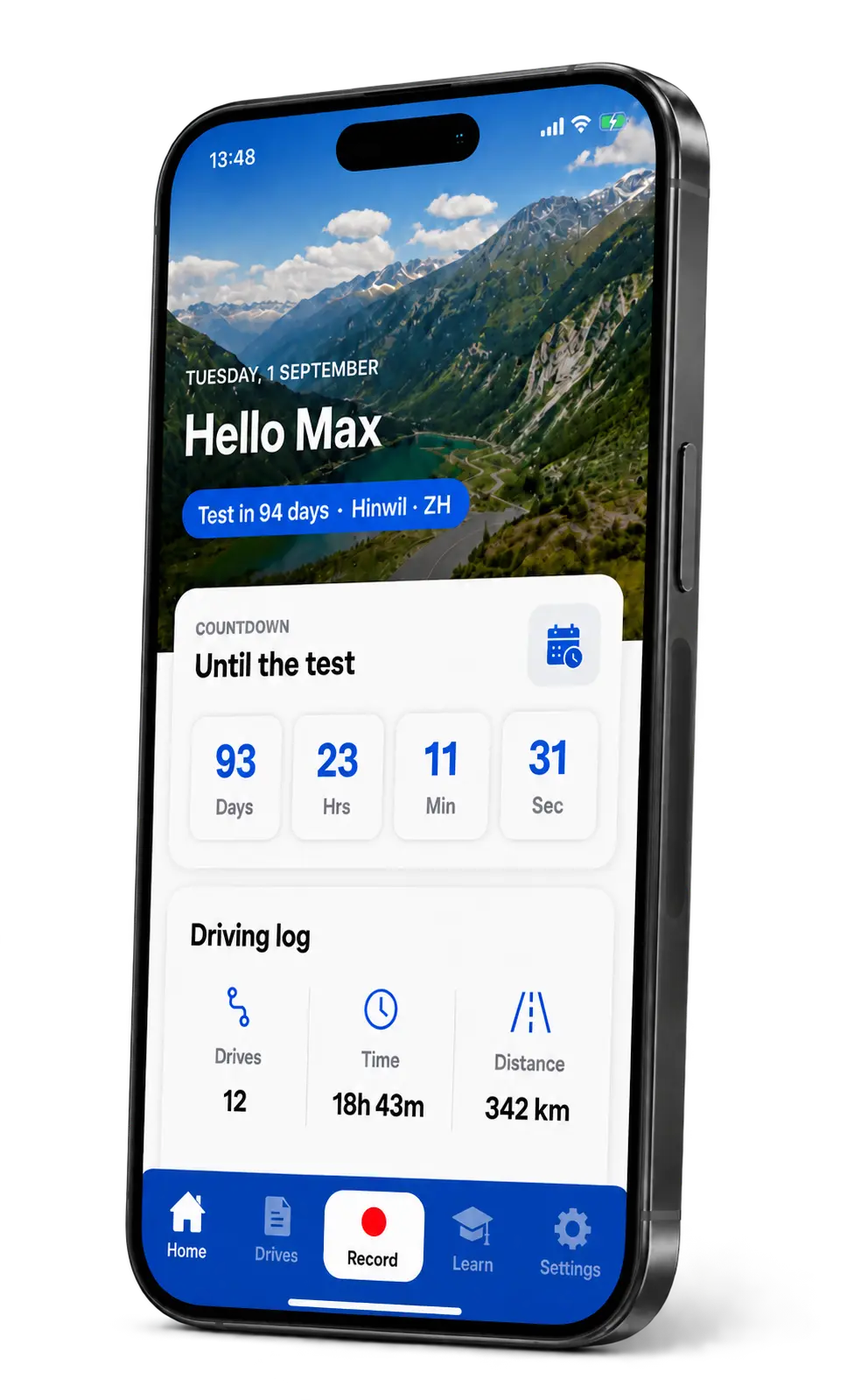 BlueL home screen on iPhone